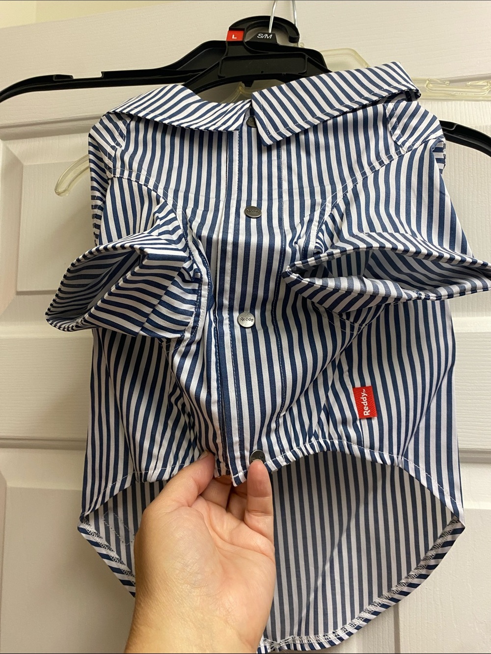 Blue and White Striped Dog Shirt